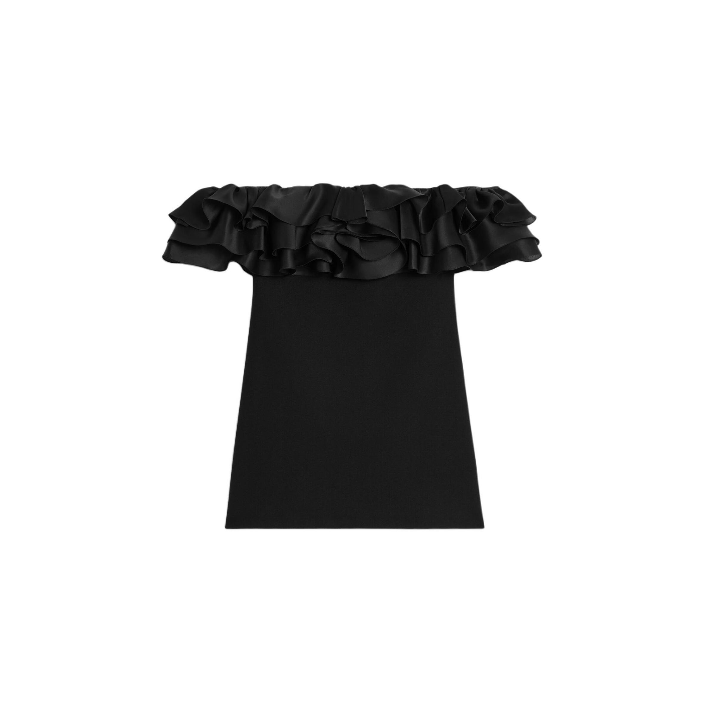 Ce1i*e mini dress with ruffles in wool sablÉ 2r26n844c.38no
